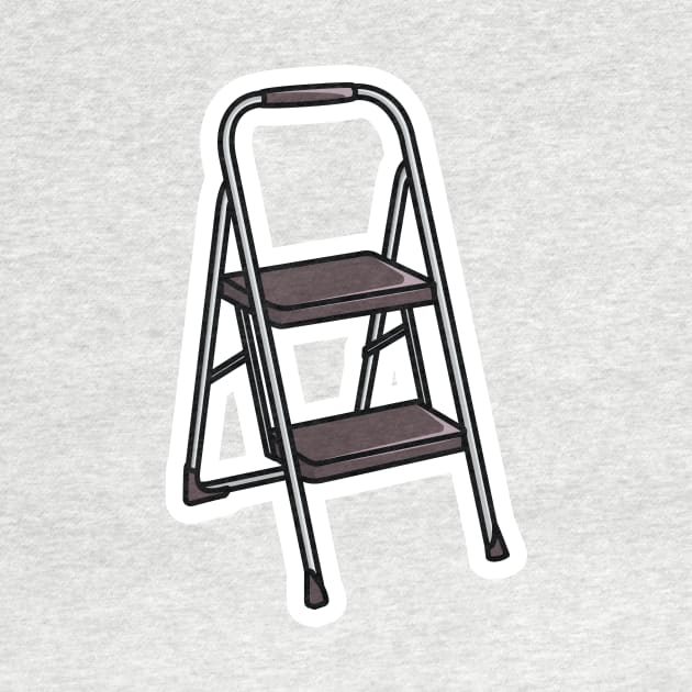 Working Metal Stepladder Sticker vector illustration. Interior objects icon concept. Step ladders for domestic and construction needs sticker design icon logo. by AlviStudio